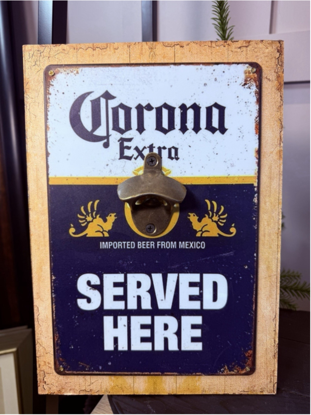 The Corona Extra Wall Mount Bottle Opener is a vintage-style